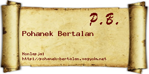 Pohanek Bertalan névjegykártya